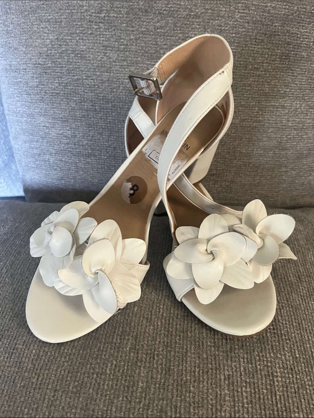 White Mountain Ivory Floral Ankle-Strap Sandals